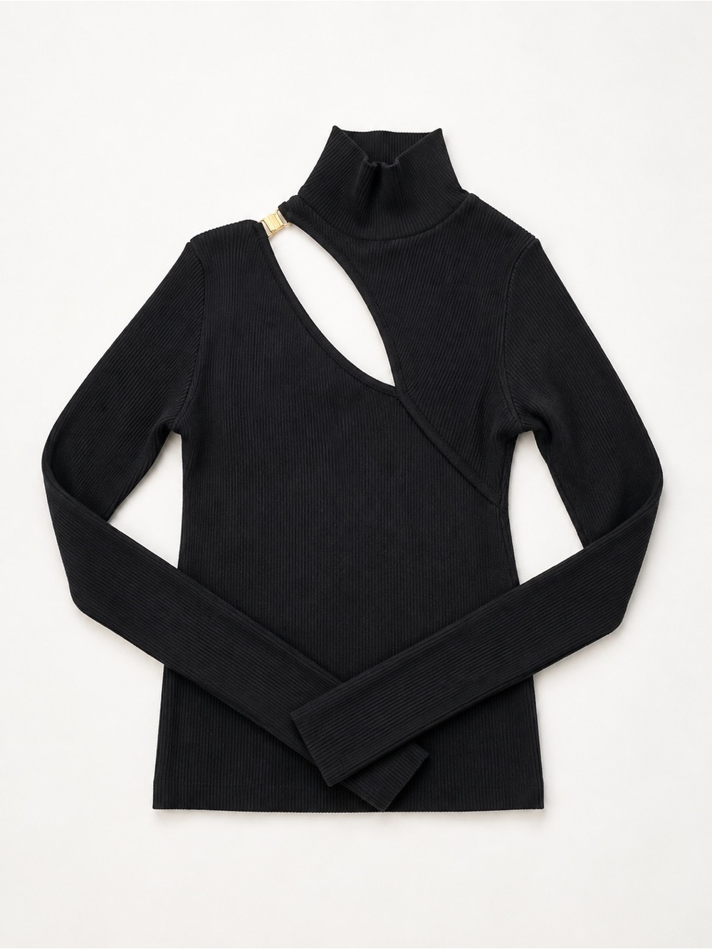 Cutout Ribbed Long-Sleeve Top